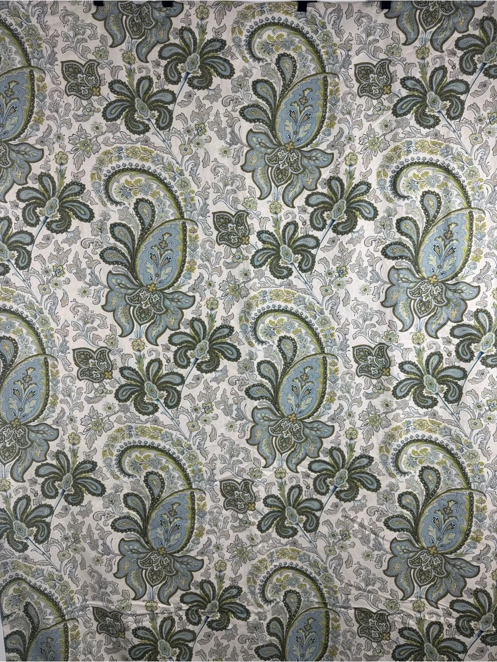 Pottery Barn Curtain Panels 50x108 Linen Cotton Blackout Green Blue Set of 2